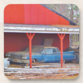 1960 BLUE SADAND DEVILLE Antiek auto Bier Onderzetter (Voorkant)