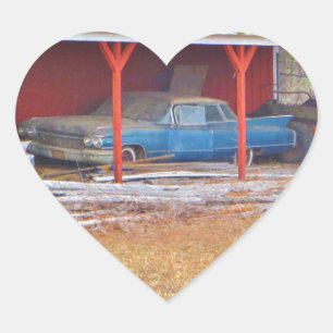 1960 BLUE SADAND DEVILLE Antiek auto Hart Sticker
