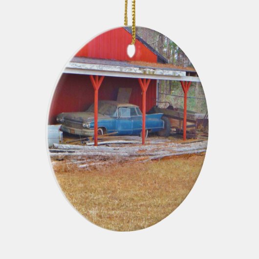 1960 BLUE SADAND DEVILLE Antiek auto Keramisch Ornament (Rechts)