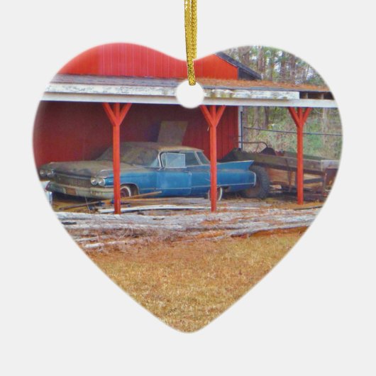 1960 BLUE SADAND DEVILLE Antiek auto Keramisch Ornament (Voorkant)