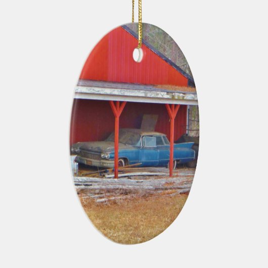 1960 BLUE SADAND DEVILLE Antiek auto Keramisch Ornament (Rechts)