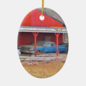 1960 BLUE SADAND DEVILLE Antiek auto Keramisch Ornament (Voorkant)