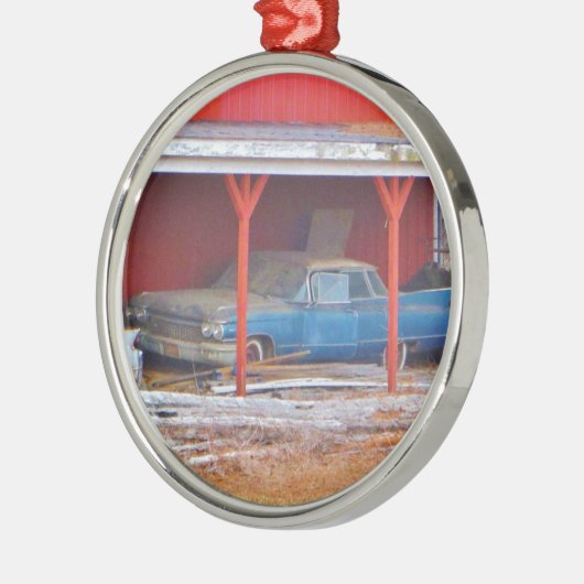 1960 BLUE SADAND DEVILLE Antiek auto Metalen Ornament (Links)