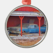 1960 BLUE SADAND DEVILLE Antiek auto Metalen Ornament (Voorkant)
