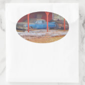 1960 BLUE SADAND DEVILLE Antiek auto Ovale Sticker (Tas)