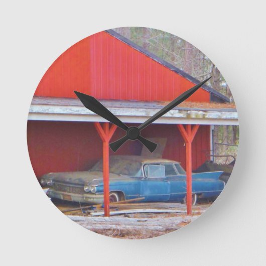 1960 BLUE SADAND DEVILLE Antiek auto Ronde Klok (Voorkant)