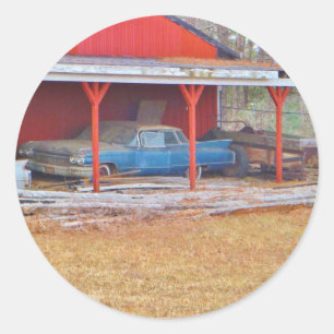 1960 BLUE SADAND DEVILLE Antiek auto Ronde Sticker