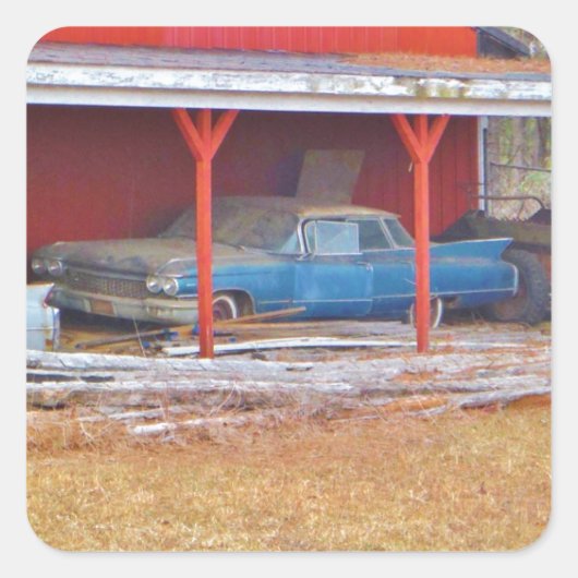 1960 BLUE SADAND DEVILLE Antiek auto Vierkante Sticker (Voorkant)