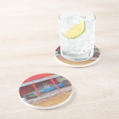 1960 BLUE SADAND DEVILLE Antiek auto Zandsteen Onderzetter (Zijkant)