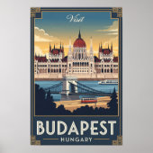 1960 Boedapest, Hongarije Vintage Travel Poster (Voorkant)