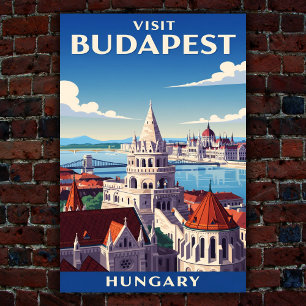 1960 Boedapest, Hongarije Vintage Travel Poster