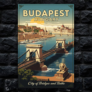 1960 Boedapest, Hongarije Vintage Travel Poster