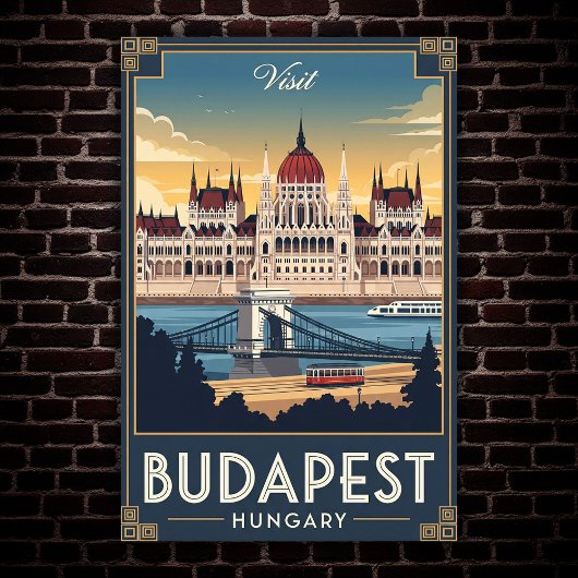 1960 Boedapest, Hongarije Vintage Travel Poster