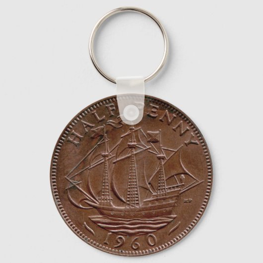1960 British ha'penny keychain (Voorkant)