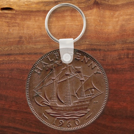 1960 British ha'penny keychain (Voorkant)