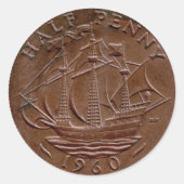1960 Britse ha'penny sticker (Voorkant)