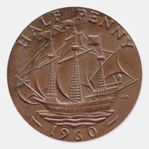 1960 Britse ha'penny sticker