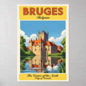 1960 Brugge, België Vintage Travel Poster (Voorkant)
