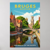 1960 Brugge, België Vintage Travel Poster (Voorkant)