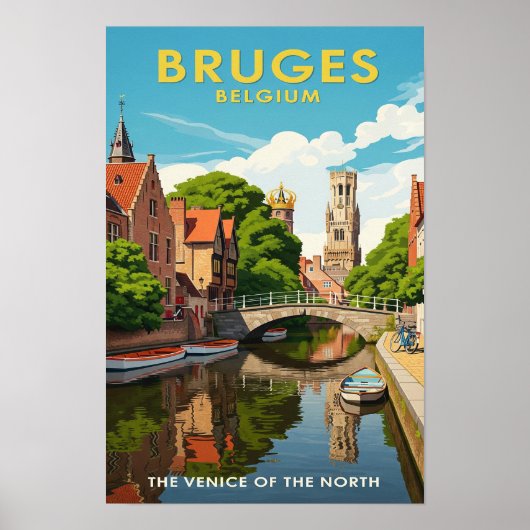 1960 Brugge, België Vintage Travel Poster (Voorkant)