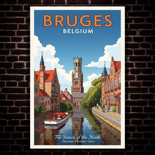 1960 Brugge, België Vintage Travel Poster