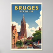 1960 Brugge, België Vintage Travel Poster (Voorkant)
