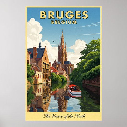 1960 Brugge, België Vintage Travel Poster (Voorkant)