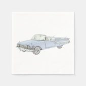 1960 Chevy Impala Blue Convertible Art Paper Party Servet (Voorkant)
