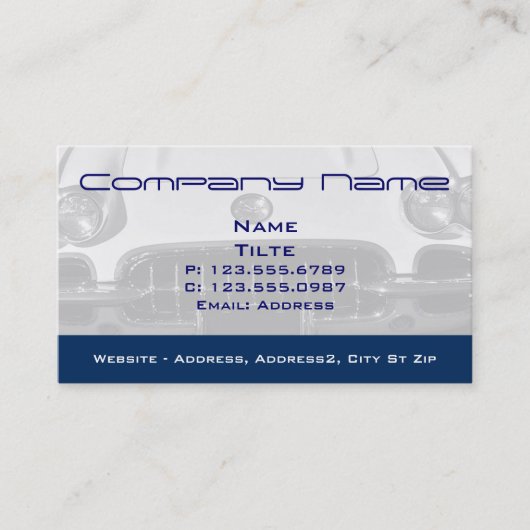 1960 Corvette front-end Visitekaartjes (Voorkant)