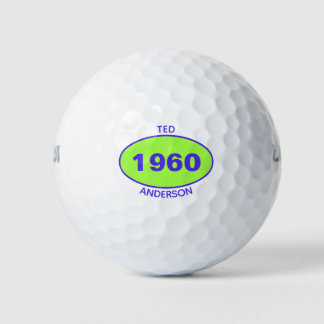 1960 Editable 60th Birthday Green op persoonlijke Golfballen