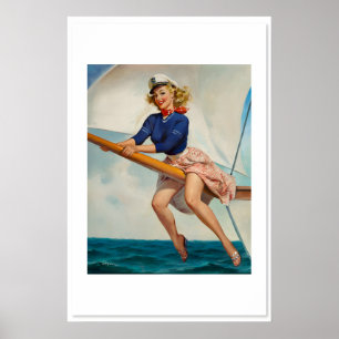 1960 Elvgren Zeiler Girl Pin-Up Boot Poster Boeg