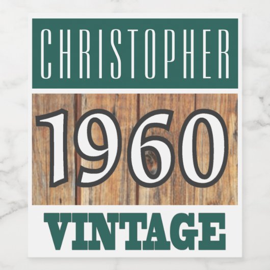 1960 Geboorte Wijn Label Etiket (Enkel label)