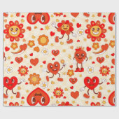 1960 Groovy pop Art valentijnen Funky Strawberry Cadeaupapier (Vlak)