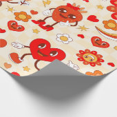 1960 Groovy pop Art valentijnen Funky Strawberry Cadeaupapier (Hoek)