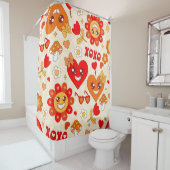 1960 Groovy pop Art valentijnen Paddenstoelen Douchegordijn (In situ)