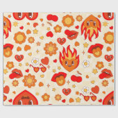 1960 Groovy pop Art valentijnen vlammen vuur passi Cadeaupapier (Vlak)