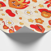 1960 Groovy pop Art valentijnen vlammen vuur passi Cadeaupapier (Hoek)