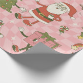 1960 Groovy Santa Funky Kerstmis Cadeaupapier (Hoek)