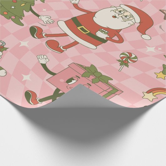 1960 Groovy Santa Funky Kerstmis Cadeaupapier (Hoek)