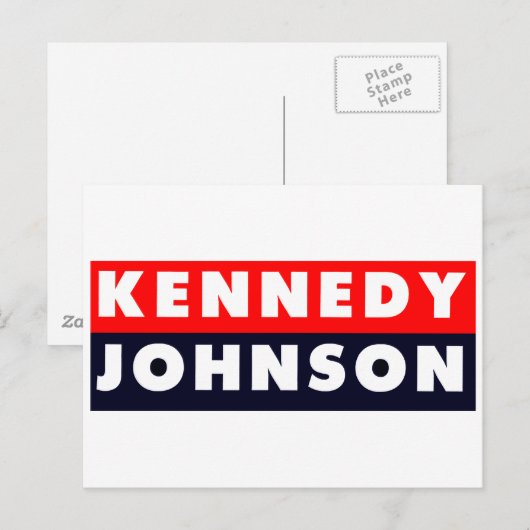 1960 Kennedy Johnson Bumpersticker Briefkaart (Voorkant / Achterkant)