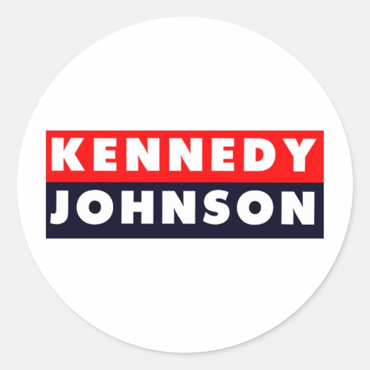1960 Kennedy Johnson Bumpersticker Ronde Sticker (Voorkant)