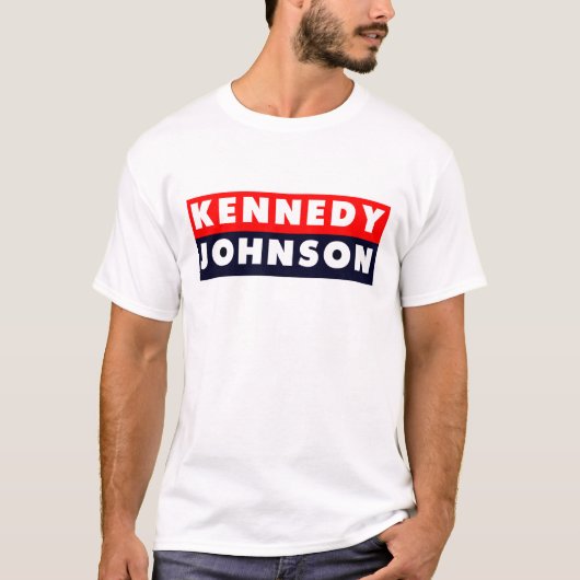 1960 Kennedy Johnson Bumpersticker T-shirt (Voorkant)