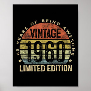  1960 Limited Edition 65 jaar oude Gifts 65t Poster