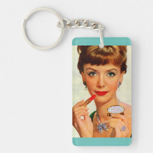 1960-lipstick dame sleutelhanger