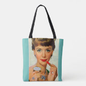 1960-lipstick dame tote bag (Achterkant)