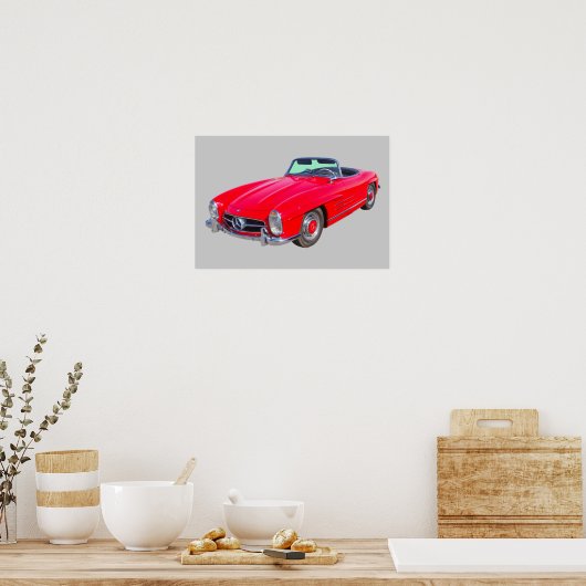 1960 Mercedes Benz 300 SL Converteerbaar Poster (Keuken)