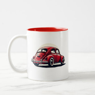 1960 Model Rode Klassieke Auto Tweekleurige Koffiemok