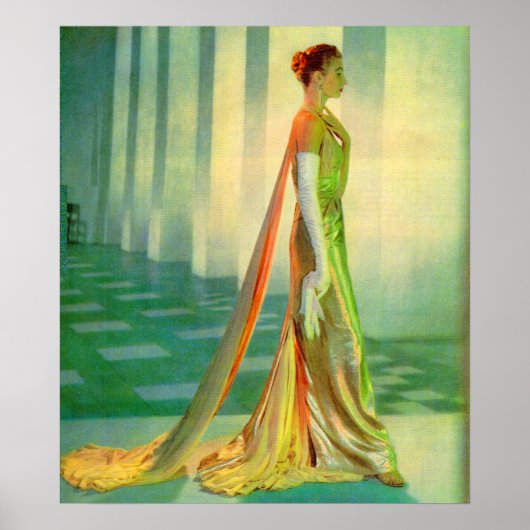 1960 mooie dame in de avondjurk poster (Voorkant)