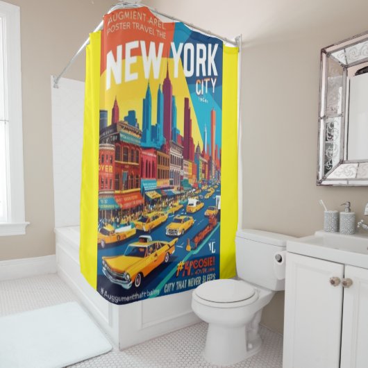 1960 New York Poster | AR-ontwerp Douchegordijn (In situ)