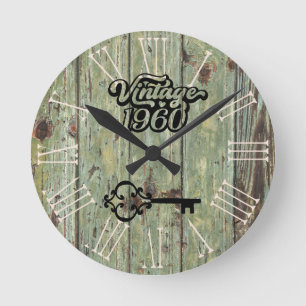 1960  oud hout ronde klok